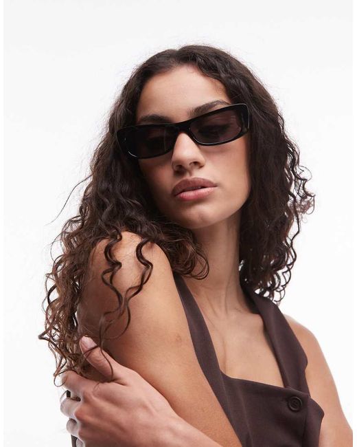 Mango Brown Rectangular Sunglasses