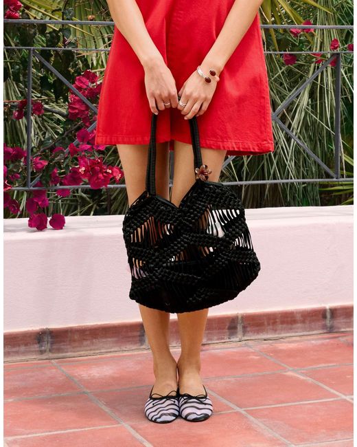 Skyla - sac porté épaule en maille au crochet TOPSHOP en coloris Red