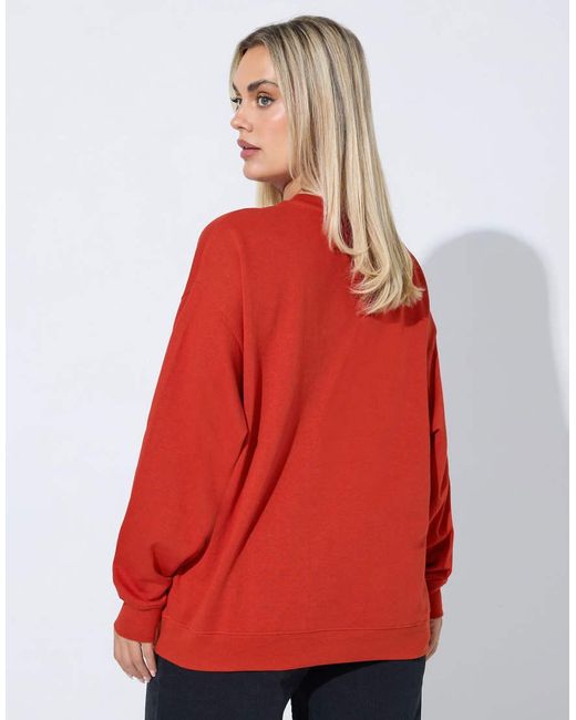 Yours Clothing Red 'New York' Slogan Sweatshirt