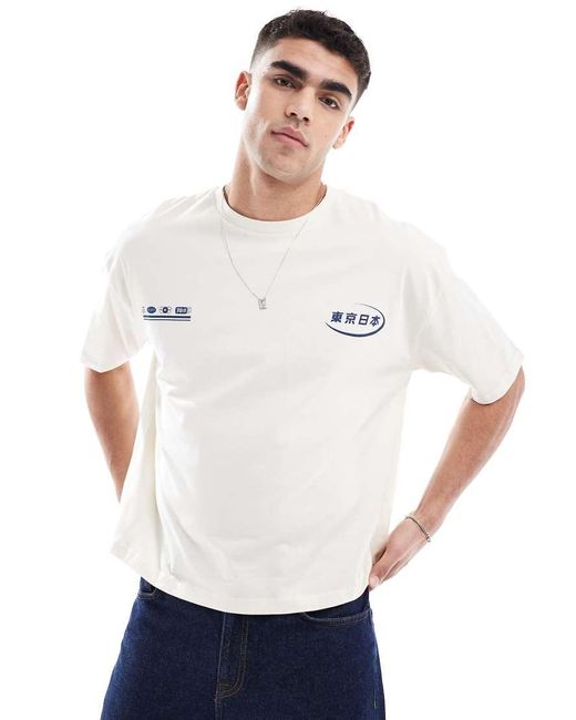 ASOS White Boxy Oversized T-shirt With Back And Chest Print for men