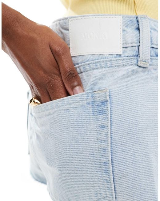 Monki White Bite Micro Denim Shorts