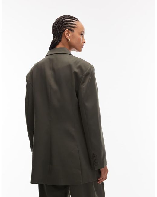 ASOS Black Power Shoulder Double Breasted Suit Blazer
