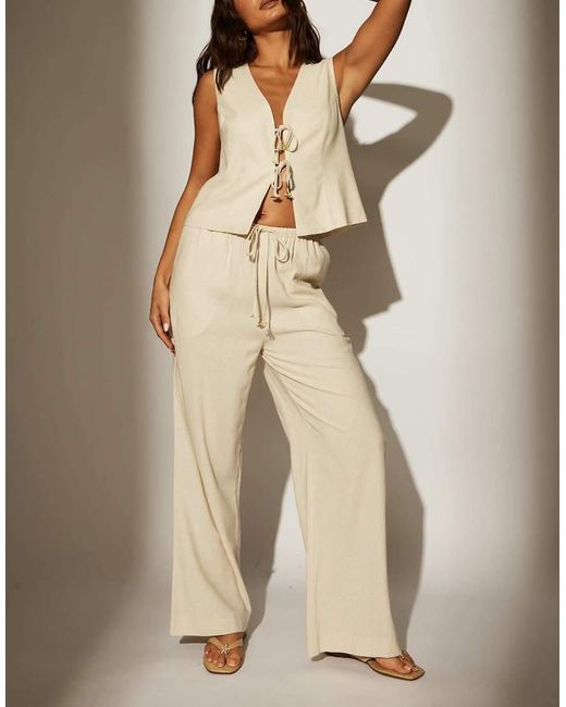 South Beach Natural Linen Blend Tie Front Waistcoat