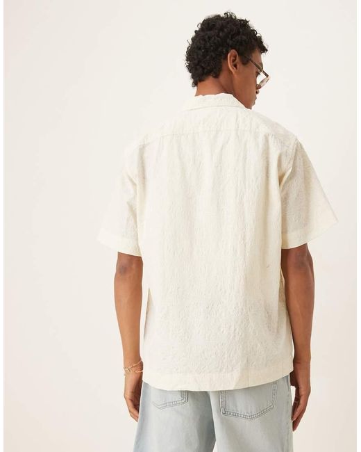 Camisa Color Crema Con Patrón Texturizado De -Blanco SELECTED de hombre de color White