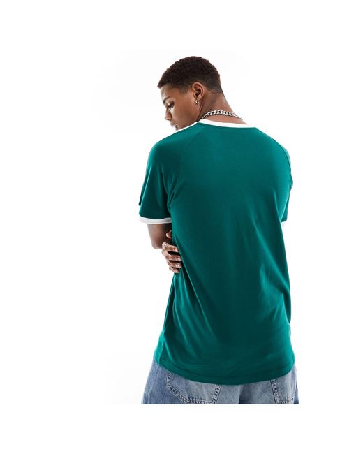 T-shirt scuro con tre strisce di Adidas Originals in Green da Uomo