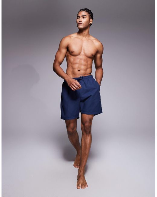 ASOS – halblange badeshorts in Blue für Herren