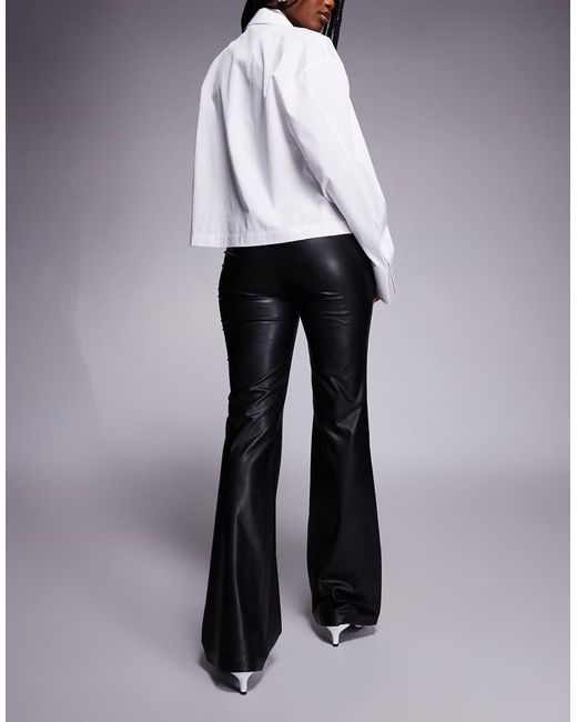ONLY Blue Seam Detail Faux Leather Flare Trousers