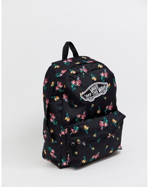 Vans Black Floral Print Backpack