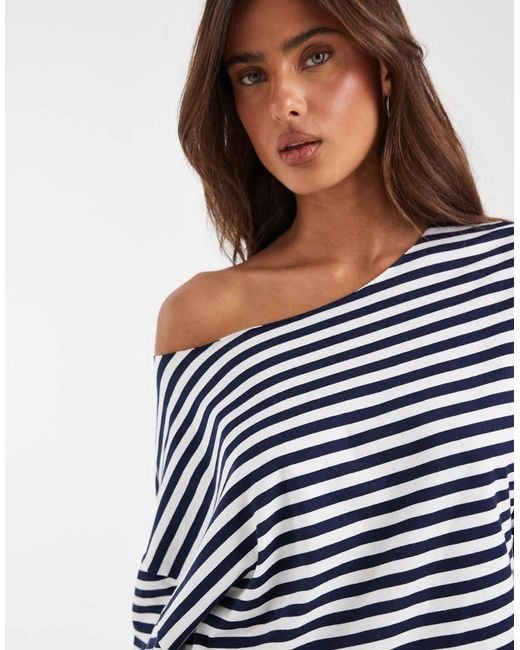 ASOS Blue Slouchy Off Shoulder Oversized Tee