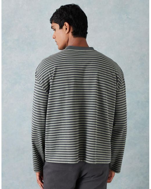 ASOS Gray Heavyweight Boxy Oversized Long Sleeve T-shirt With Pocket Detail for men