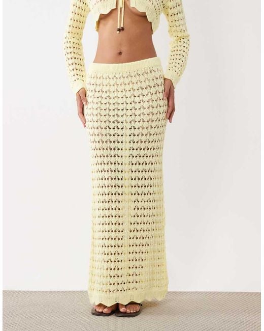 Miss Selfridge White Crochet Maxi Skirt Co-ord