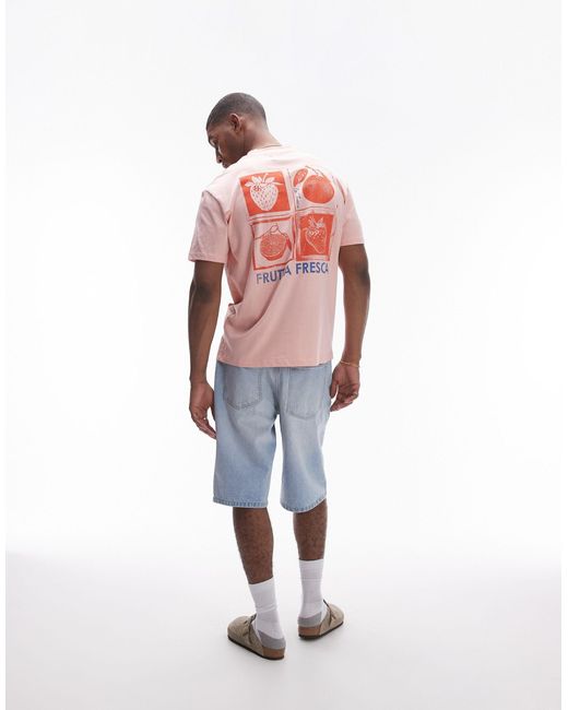 Topman Pink Oversized Fit T-shirt With Fruit Print for men