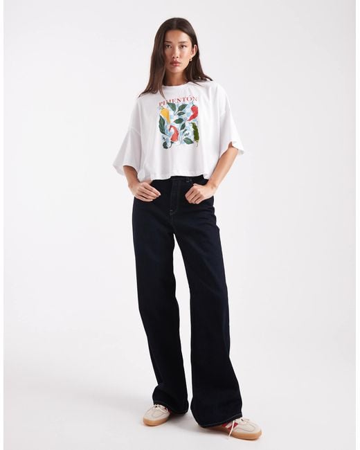 ONLY White Chilli Graphic Cropped T-shirt