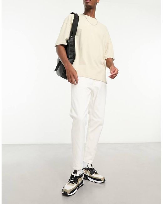 Vaqueros Capri Blancos Rígidos De Corte Tapered De Dtt Don't Think Twice de hombre de color White