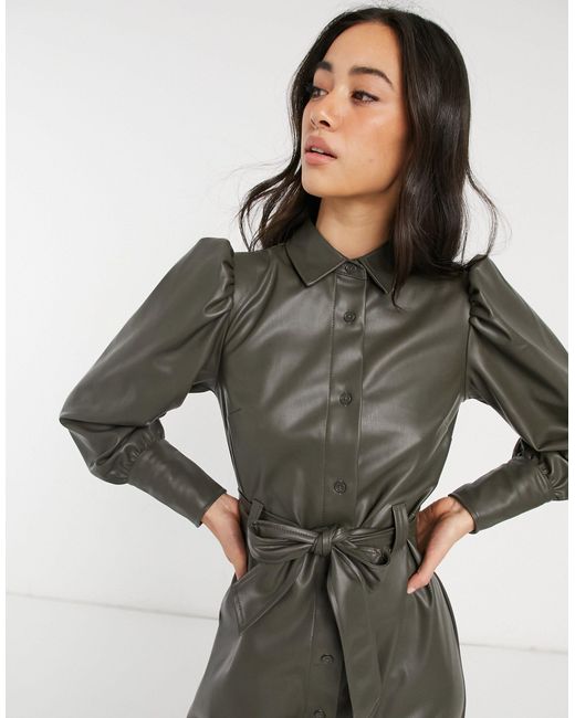 green emerald velvet dress Metallic Green Draped Leather Mini Dress – Annie's Ibiza Online main image 0