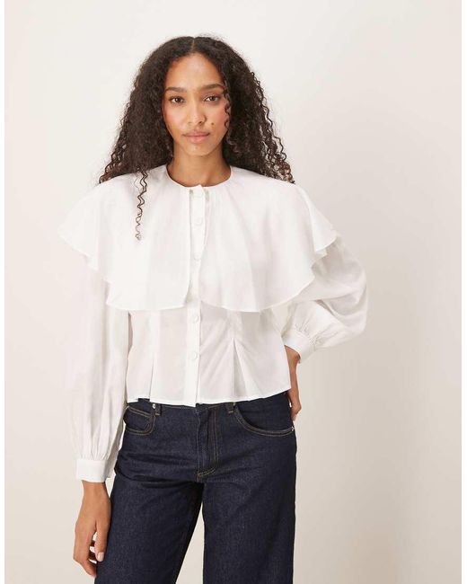 Ghospell Blouse Met Cape-Mouwen in het White