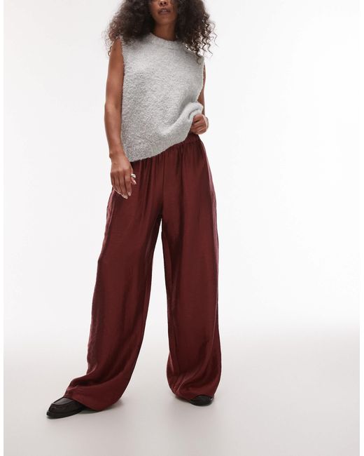 TOPSHOP Purple – strukturierte satin-hose