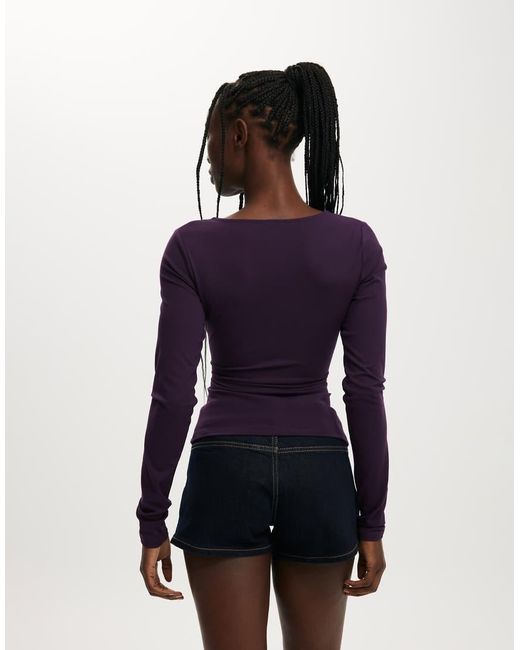 Cotton On Blue Trim Detail Long Sleeve Wrap Top
