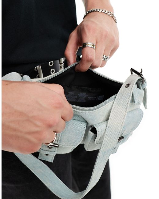 ASOS Black Shoulder Bag With Pockets And Buckles for men