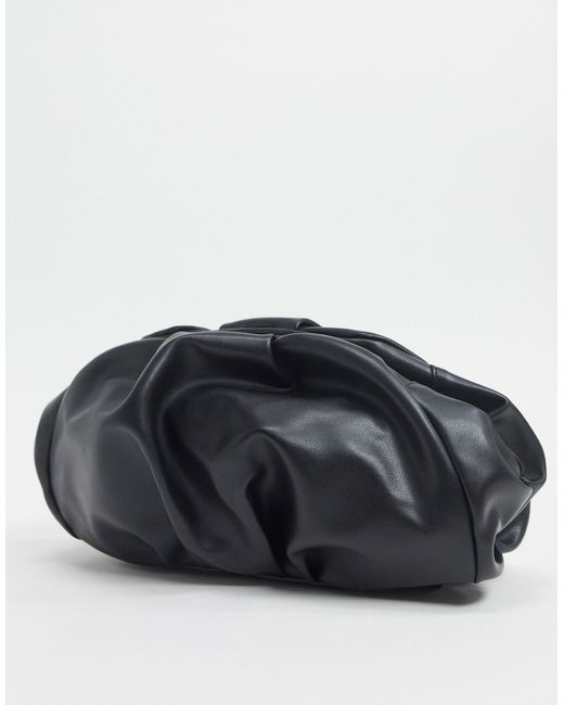 ASOS Black Oversized Ruched Clutch Bag