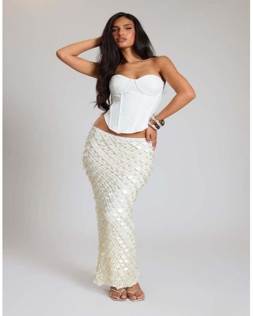 Missy Empire Blue Knit Shell Maxi Skirt