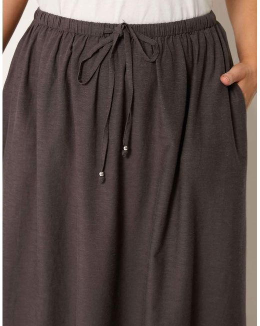 Yours Clothing Brown Linen Maxi Skirt