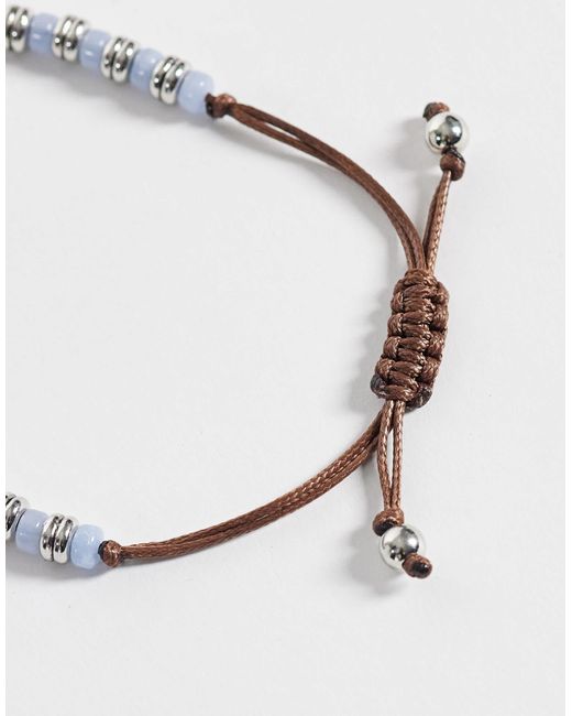 ASOS Blue Beaded Puller Bracelet for men
