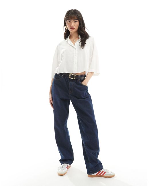 ONLY Blue Lightweight Cropped Boxy Shirt