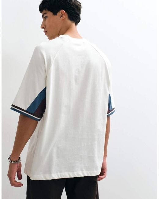 ASOS White Oversized Cut And Sew T-shirt With Football Placement for men