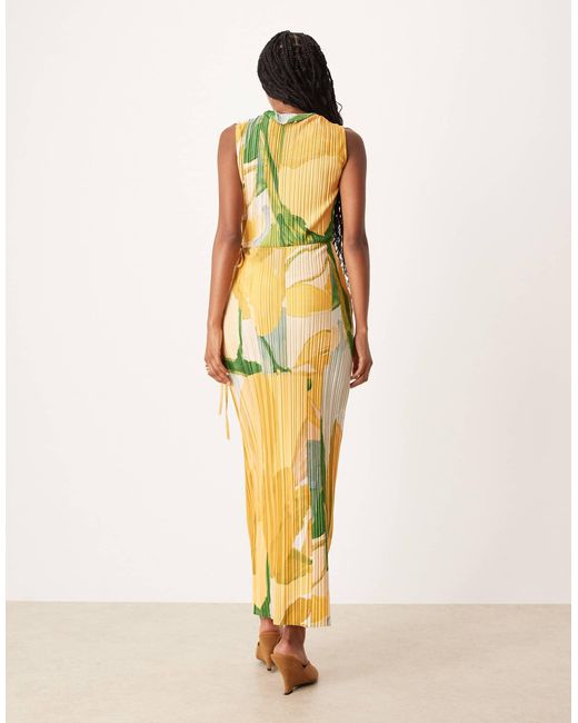 ASOS Metallic Plisse Sleeveless Wrap Tie Side Maxi