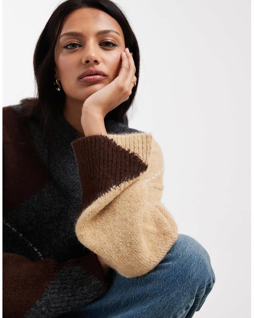 Object Black V Neck Oversized Knitted Jumper