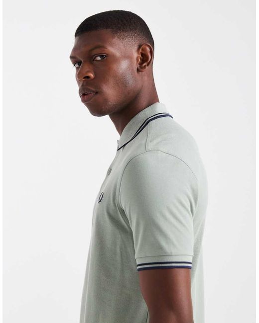 Fred Perry Gray Twin Tipped Polo Shirt for men