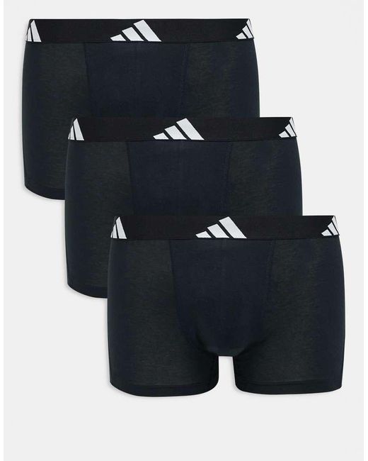 Adidas Blue 3 Pack Active Flex Cotton Trunks for men