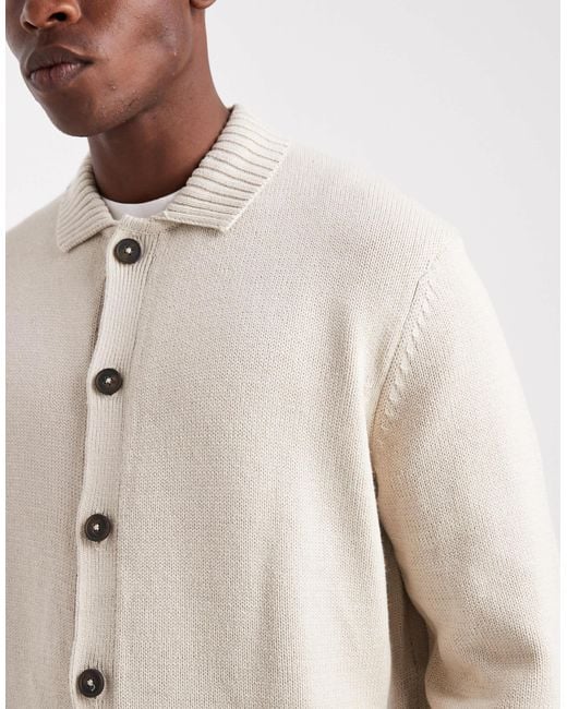 Only & Sons – regular fit strickjacke in Natural für Herren
