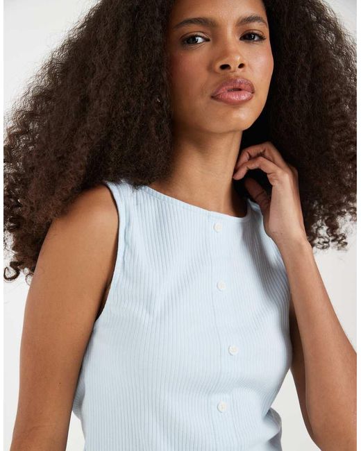 Gap White Button Through Boatneck Tank Top