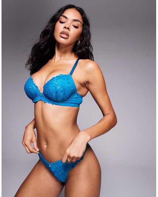 Ann Summers Blue Sexy Lace Contrast Lingerie Thong