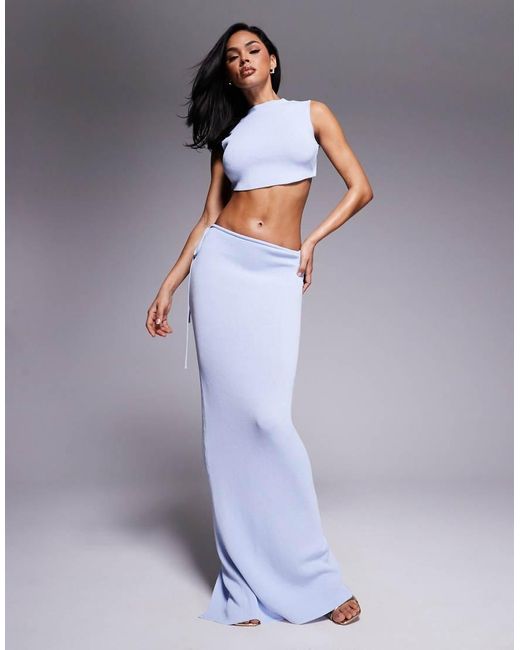 Wanderdoll Purple Sienna Fine Knit Maxi Skirt Co-ord