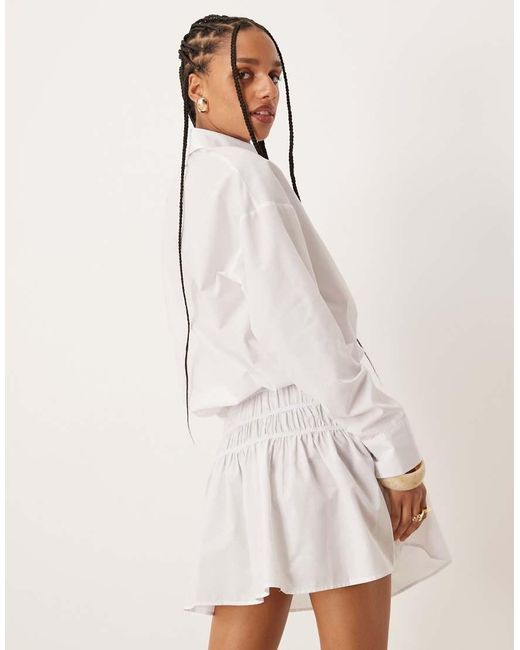 ASOS Natural Blouson Shirt Mini Dress With Dropped Waist
