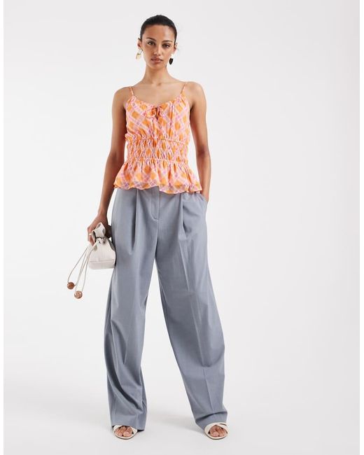 Vero Moda Orange Smilla Chiffon Cami Top With Elasticated Waist