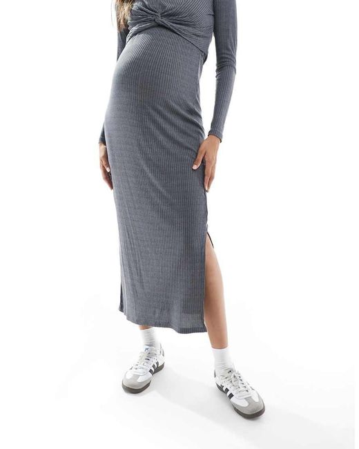 Mama.licious Blue Mamalicious Maternity Jersey Ribbed Skirt