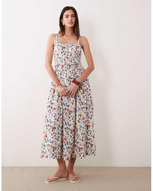 Abercrombie & Fitch Pink Smocked Drop Waist Maxi Dress