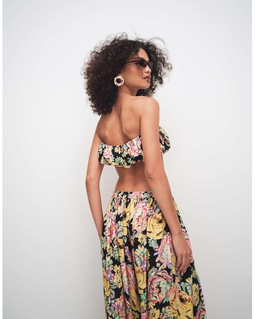 ASOS Multicolor Ruffle Hem Micro Bandeau Co-Ord