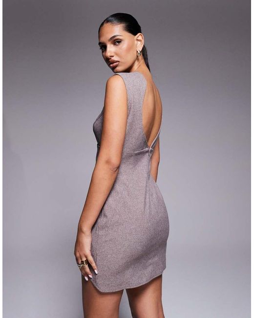 ASOS Purple Structured Wave Neckline Mini Dress