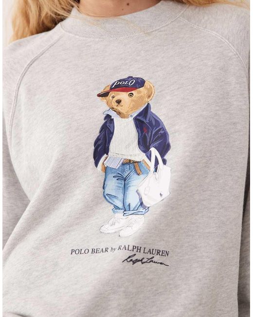 Polo Ralph Lauren Gray Bear Print Island Fleece Relaxed Sweatshirt