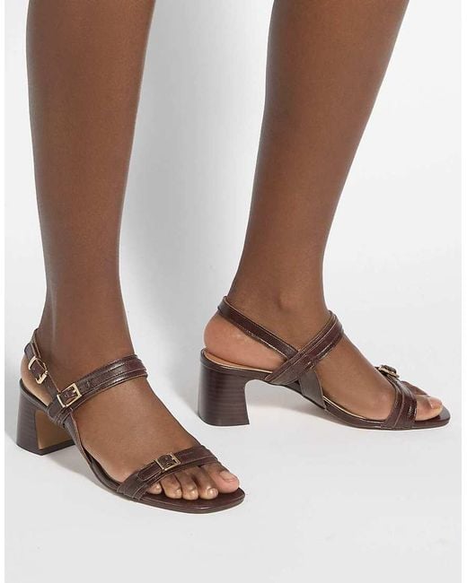 Dune Brown Jiving Block Heeled Sandals