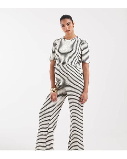 Vero Moda White Jersey Crochet Wide Leg Pants
