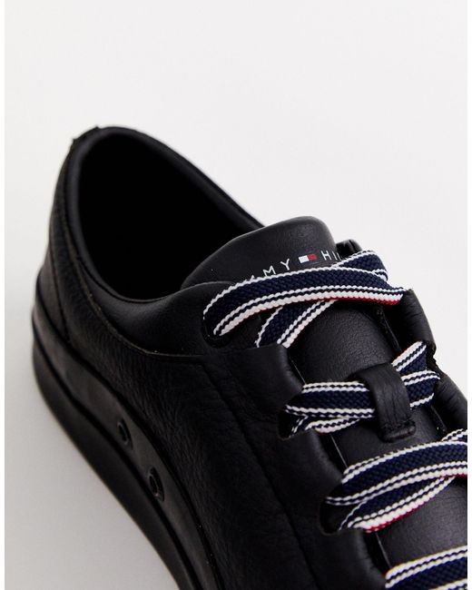 tommy hilfiger corporate leather sneaker black