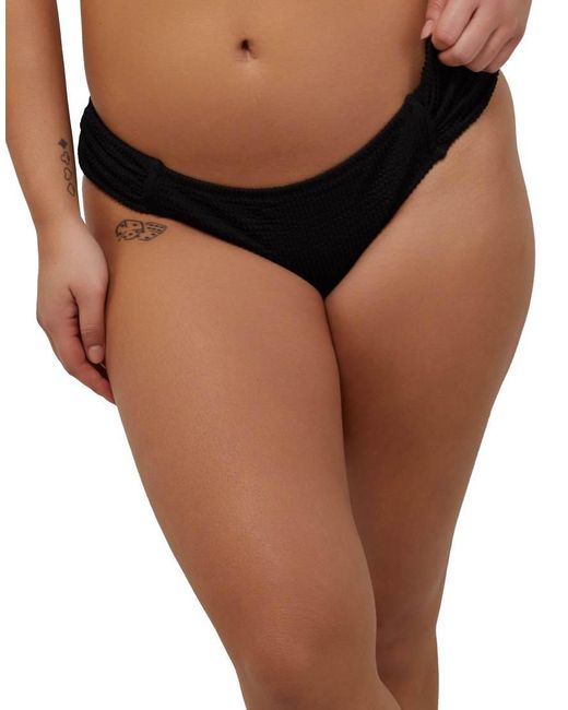 Wolf & Whistle Black Textured Ruched Sides Bikini Bottom