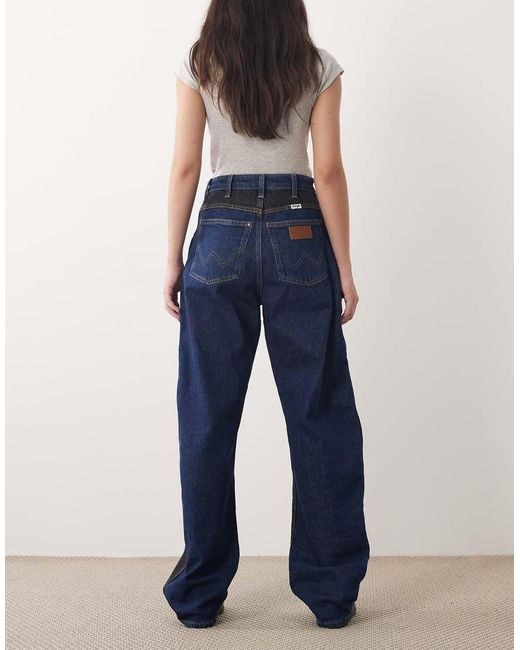 Wrangler Blue Patched Barrel Jeans