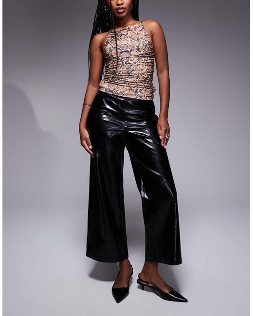 River Island Black – kunstleder-hose